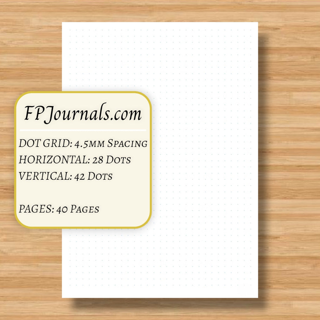 A5 Dot Grid Travelers Notebook Insert – Fountain Pen Friendly, Hand-Stitched Kraft Cover