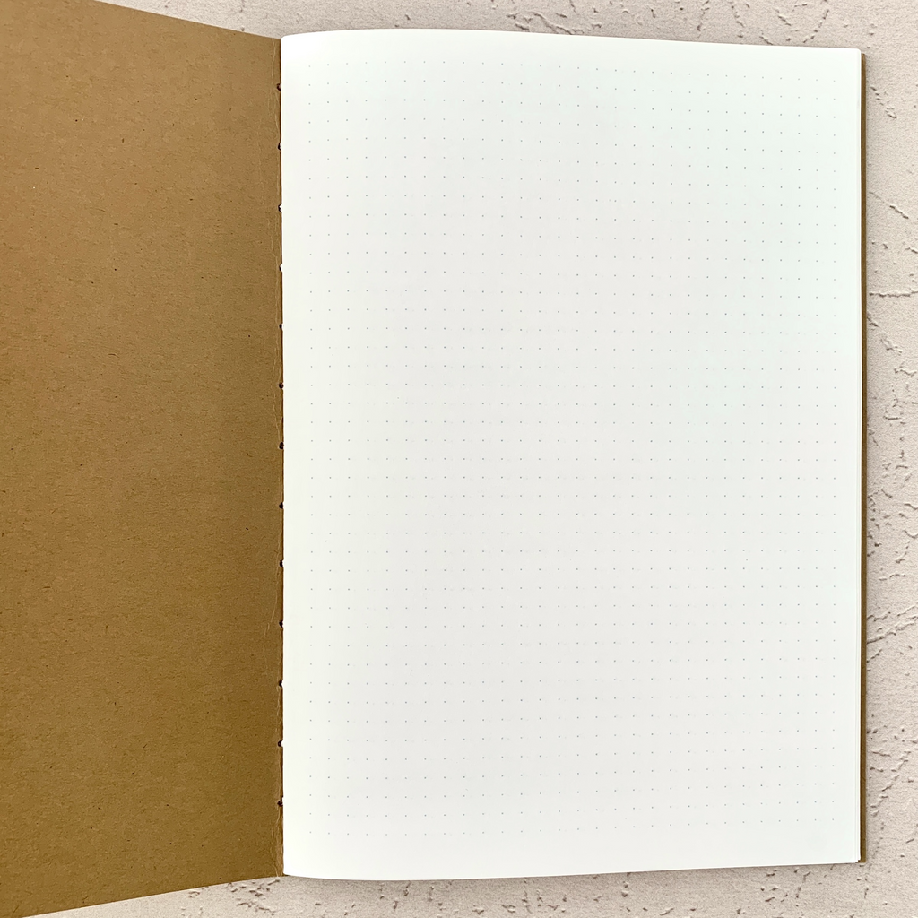 A5 Dot Grid Travelers Notebook Insert – Fountain Pen Friendly, Hand-Stitched Kraft Cover