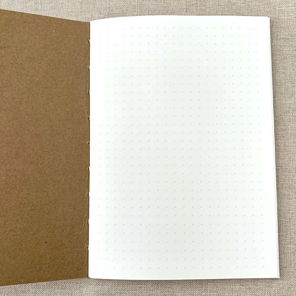 A6 Dot Grid Travelers Notebook Insert - Fountain Pen Friendly, Hand-Stitched Kraft Cover