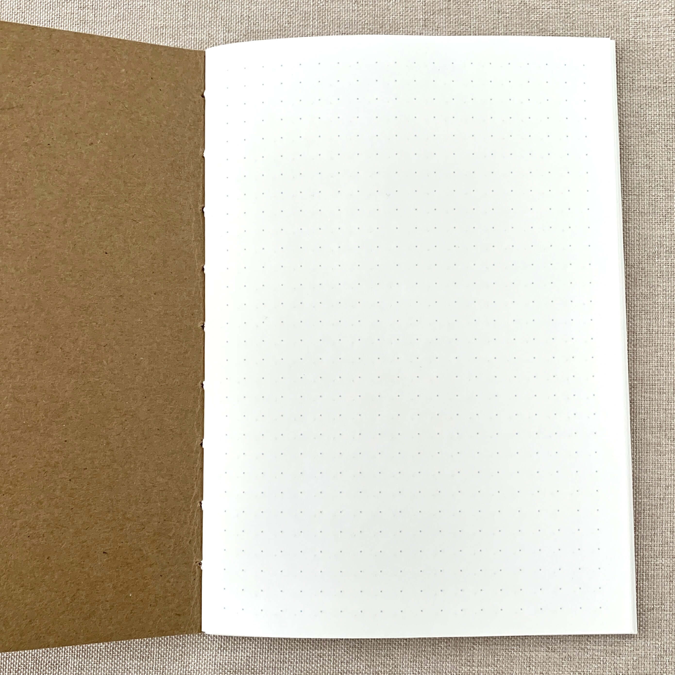 A6 Dot Grid Travelers Notebook Insert - Fountain Pen Friendly, Hand-Stitched Kraft Cover