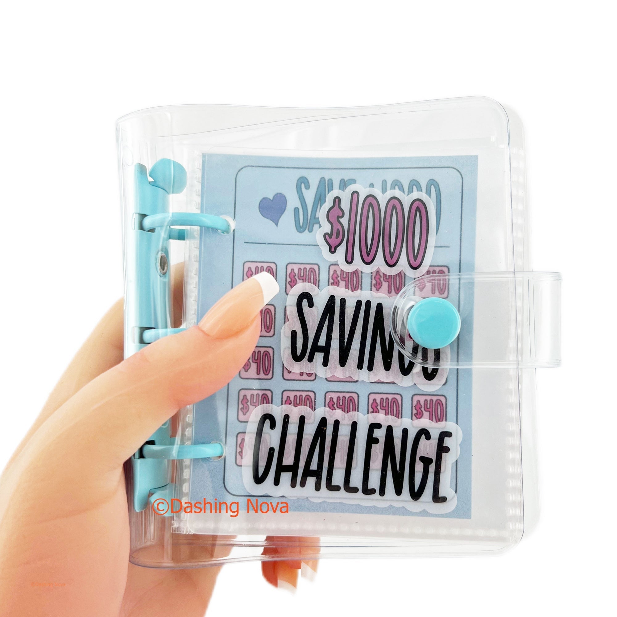 Clear Cover 1000 Dollar Savings Challenge Book 3-Ring PVC Money Saving Binder Personal Finance Budgeting Organizer