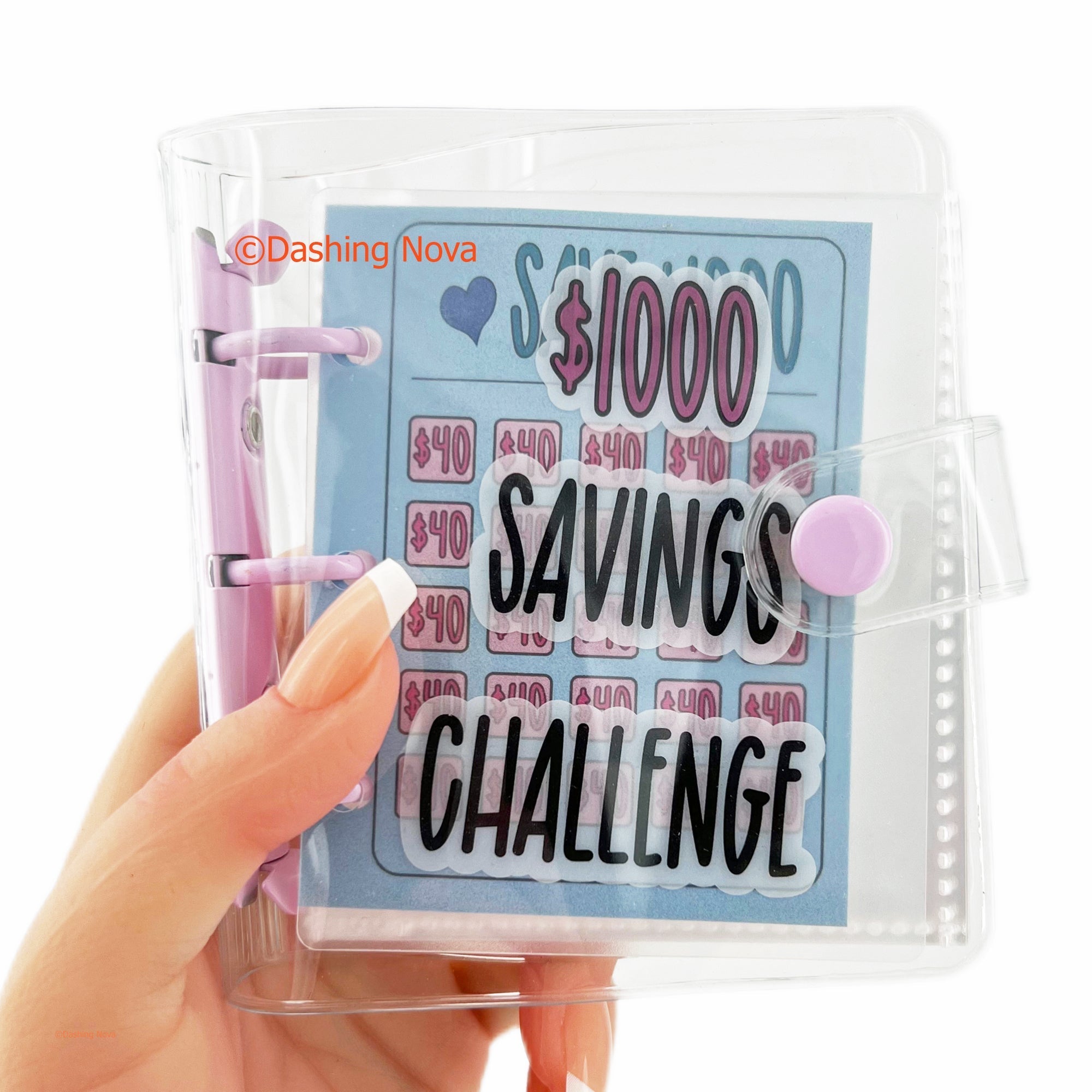 Clear Cover 1000 Dollar Savings Challenge Book 3-Ring PVC Money Saving Binder Personal Finance Budgeting Organizer