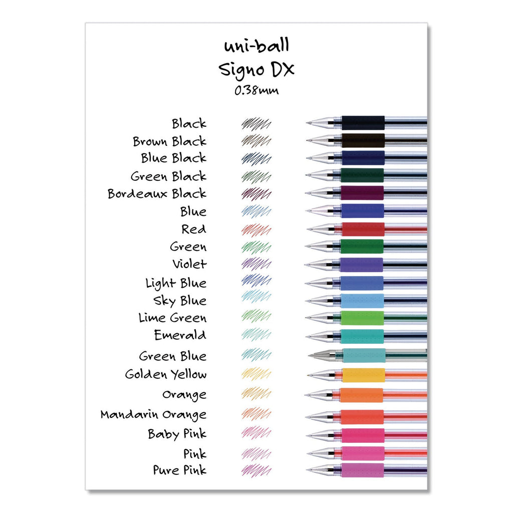 uniball Gel Pen, Stick, Micro 0.38 mm, Assorted Ink Colors, Clear Barrel, 8/Pack