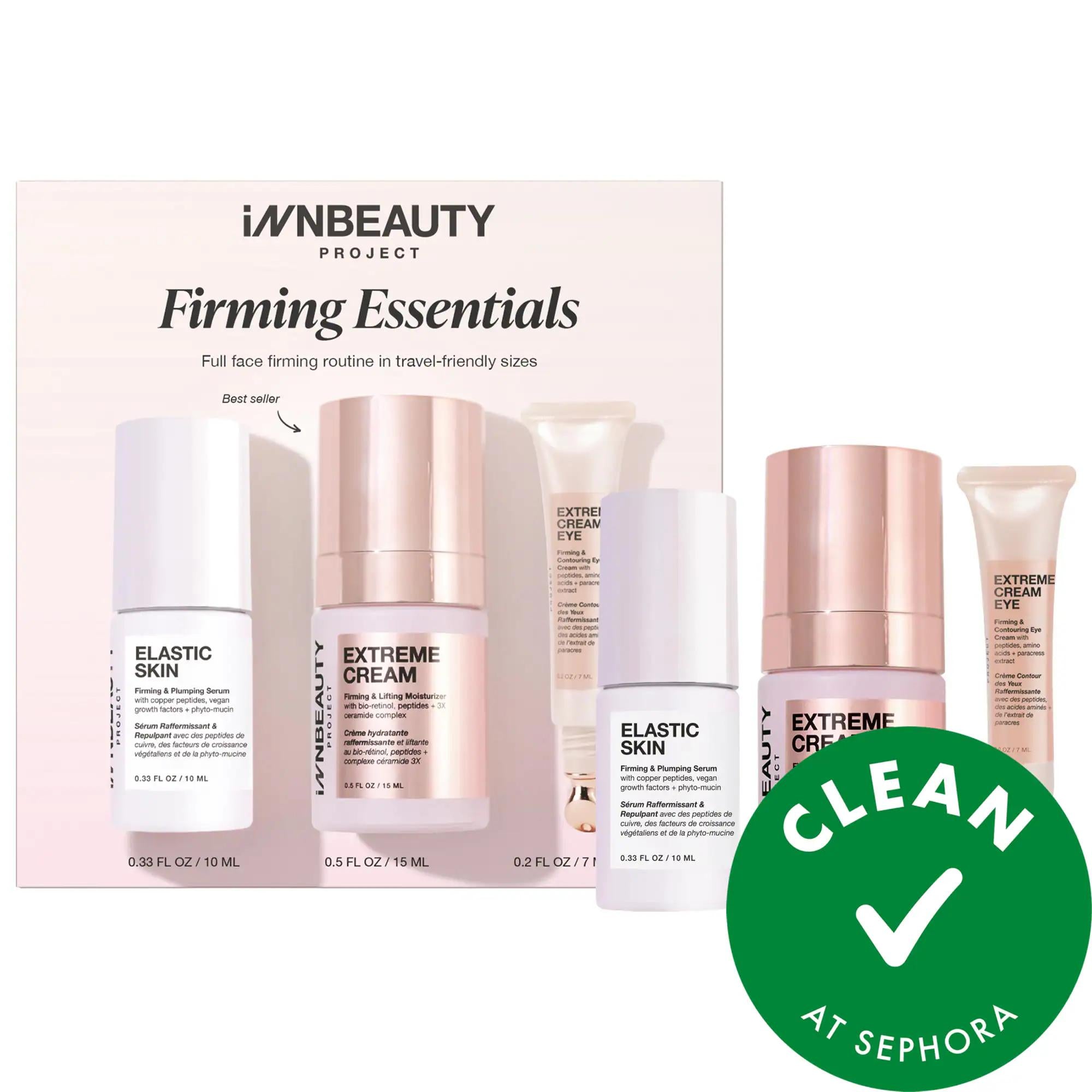 iNNBEAUTY PROJECT Firming Essentials: Anti-Aging Travel Skincare Kit with Lifting Peptides & Bio-Retinol - Reduce Wrinkles, Lift & Contour Skin