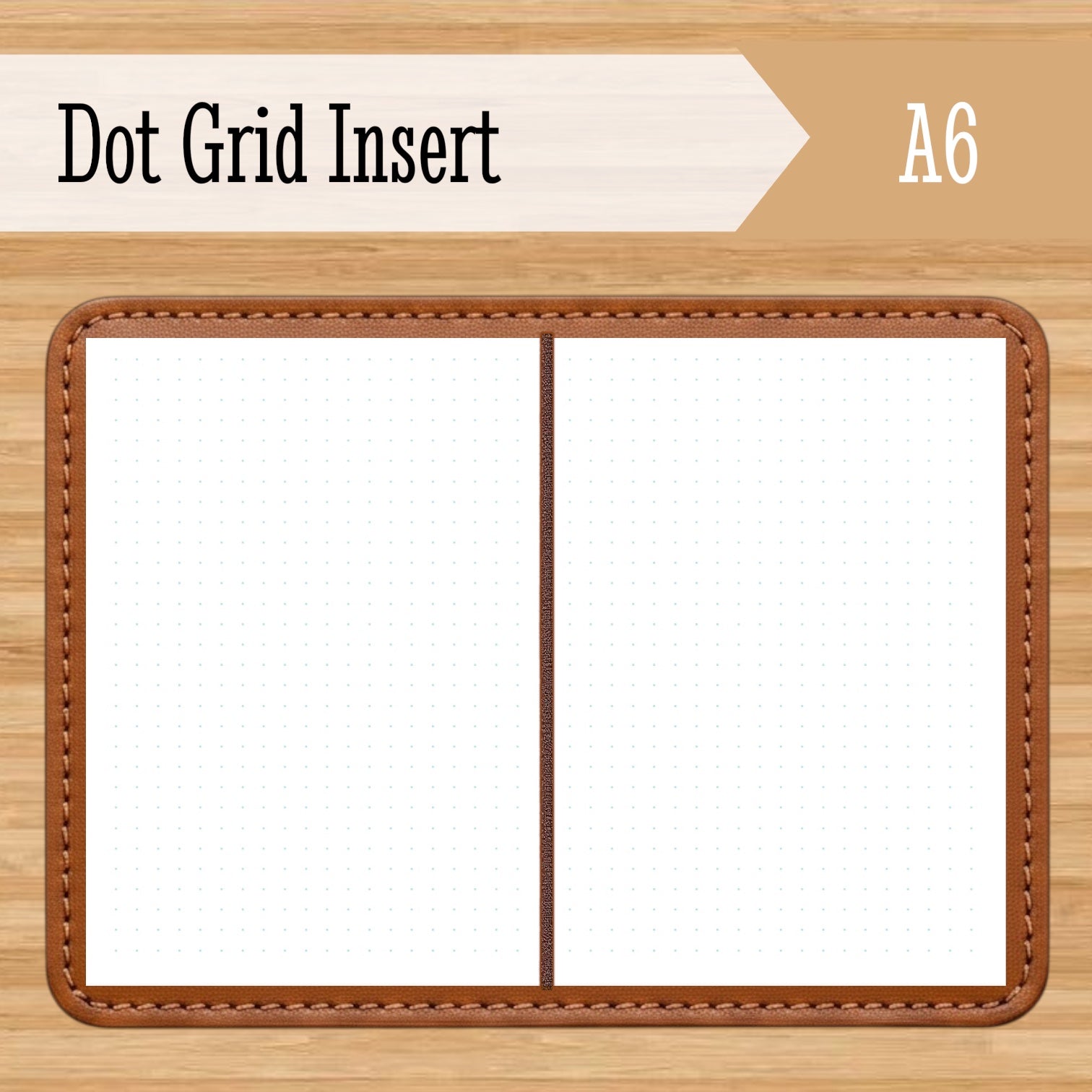A6 Dot Grid Travelers Notebook Insert - Fountain Pen Friendly, Hand-Stitched Kraft Cover