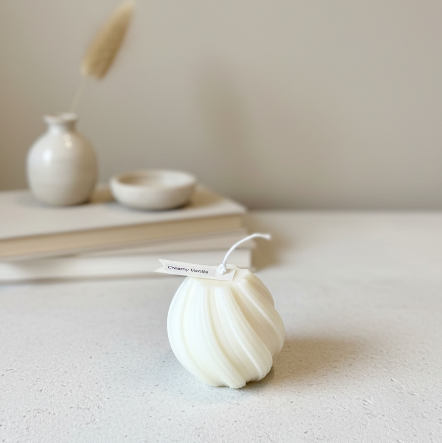 Ribbed Twirl Candle | Handcrafted Sculptural Soy Wax