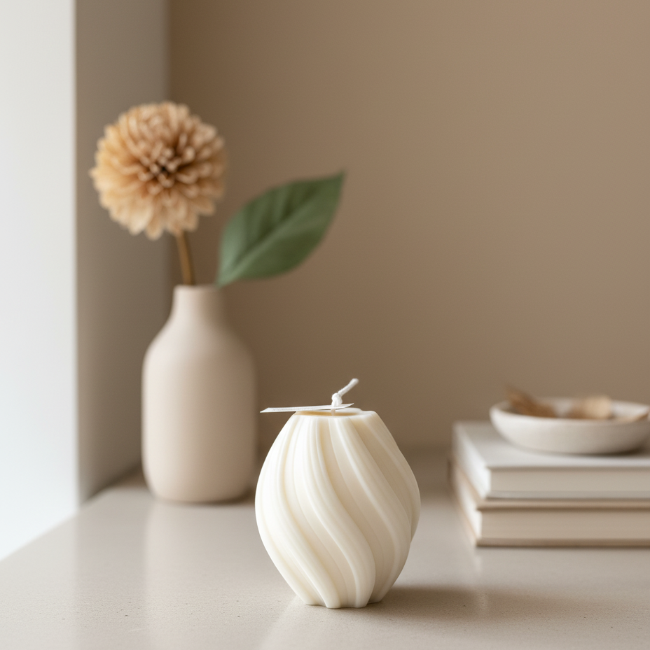 Ribbed Twirl Candle | Handcrafted Sculptural Soy Wax