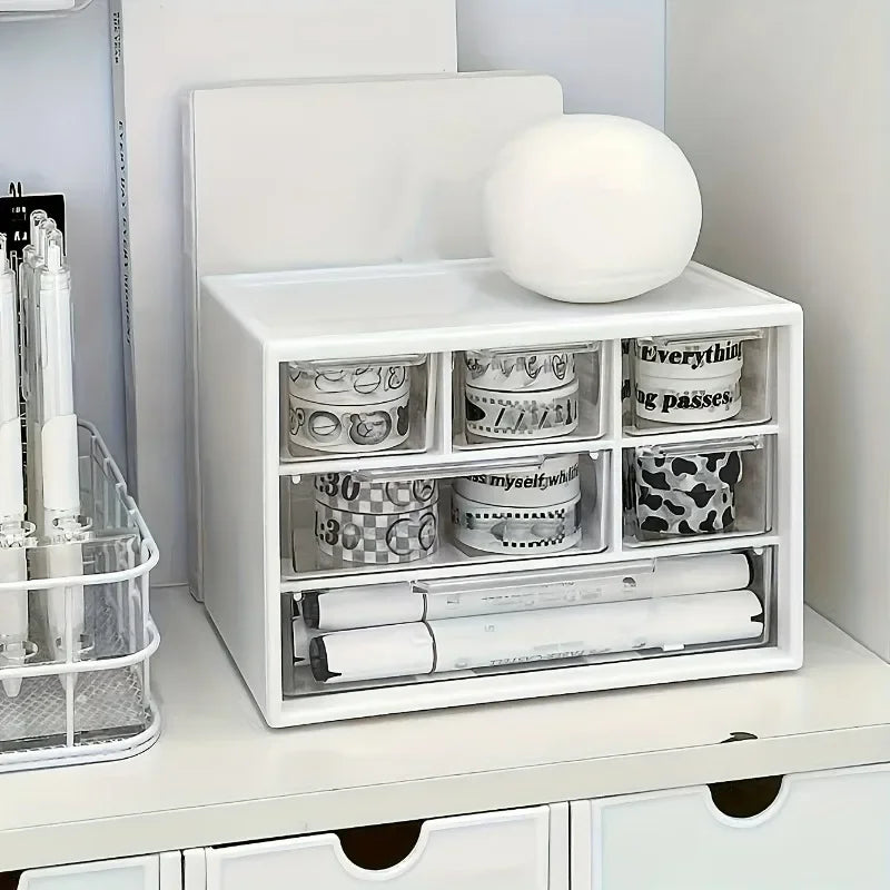 1PC Large-Capacity Plastic Desk Organizer with Drawer – Multifunctional Office Supplies & Stationery Storage–Bedroom Organizer