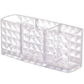 Acrylic Transparent Three Grid Cosmetic Storage Box Diamond Pattern Makeup Pen Eyebrow Pen Storage Box Desktop Pen Holder