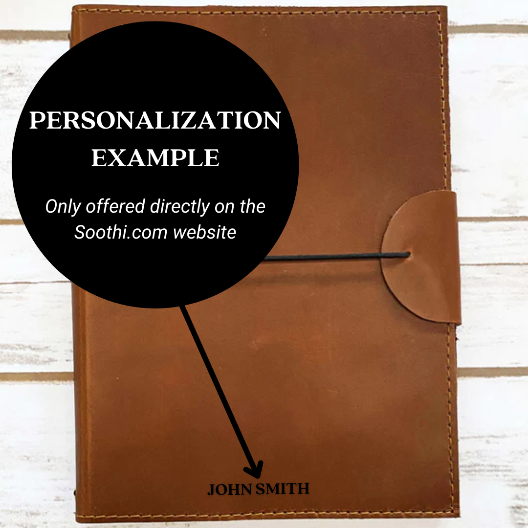 A5 Refillable Leather Traveler's Journal | Pockets, Pen Slot & Tree-Free Khadi Paper