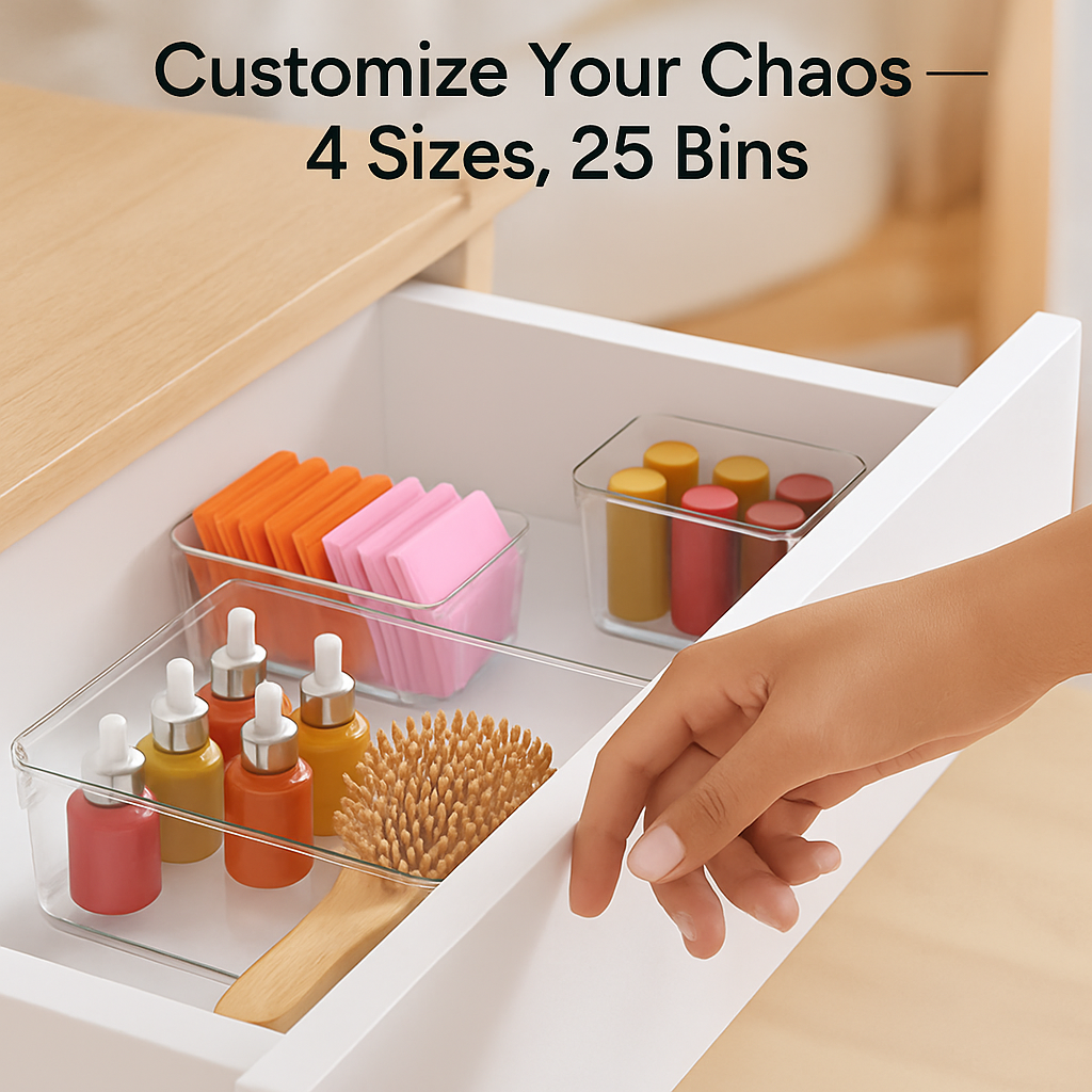 Clear Drawer Organizers Set for Home Organization