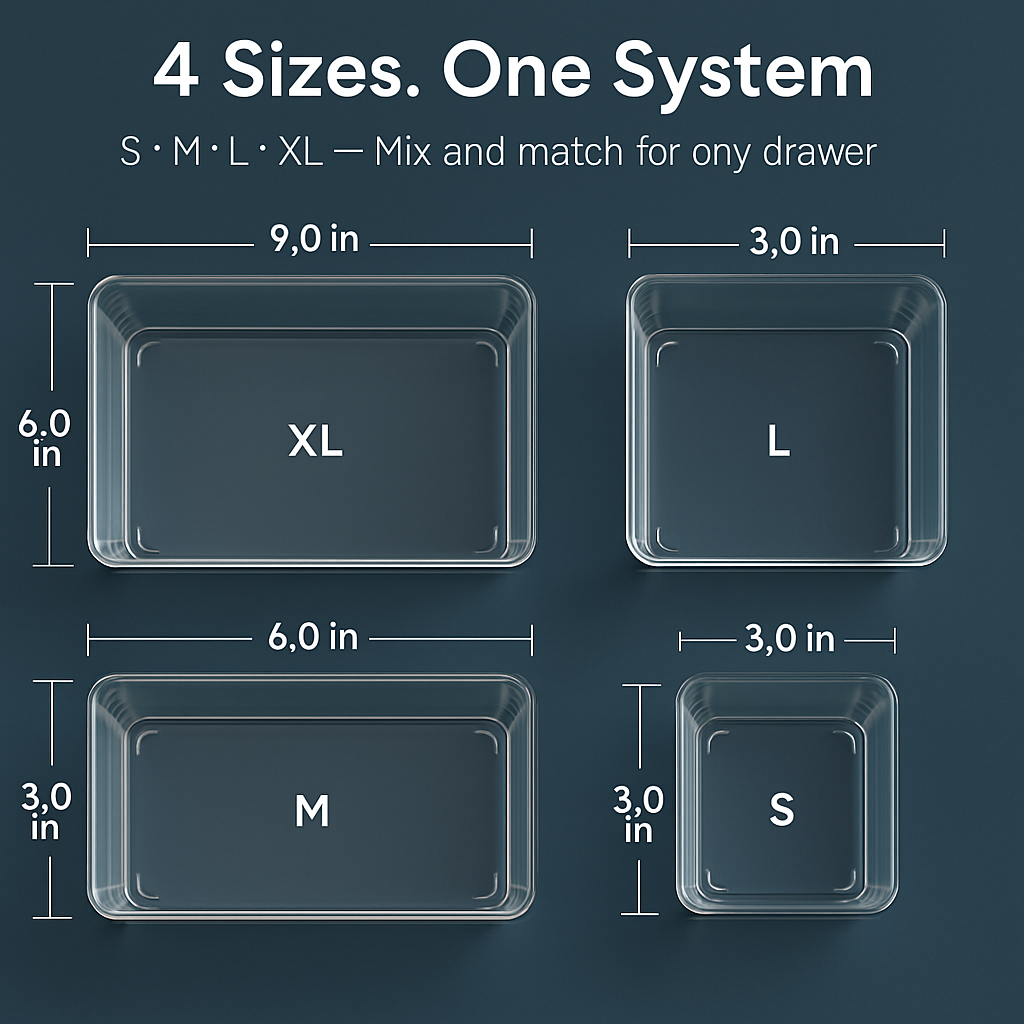Clear Drawer Organizers Set for Home Organization