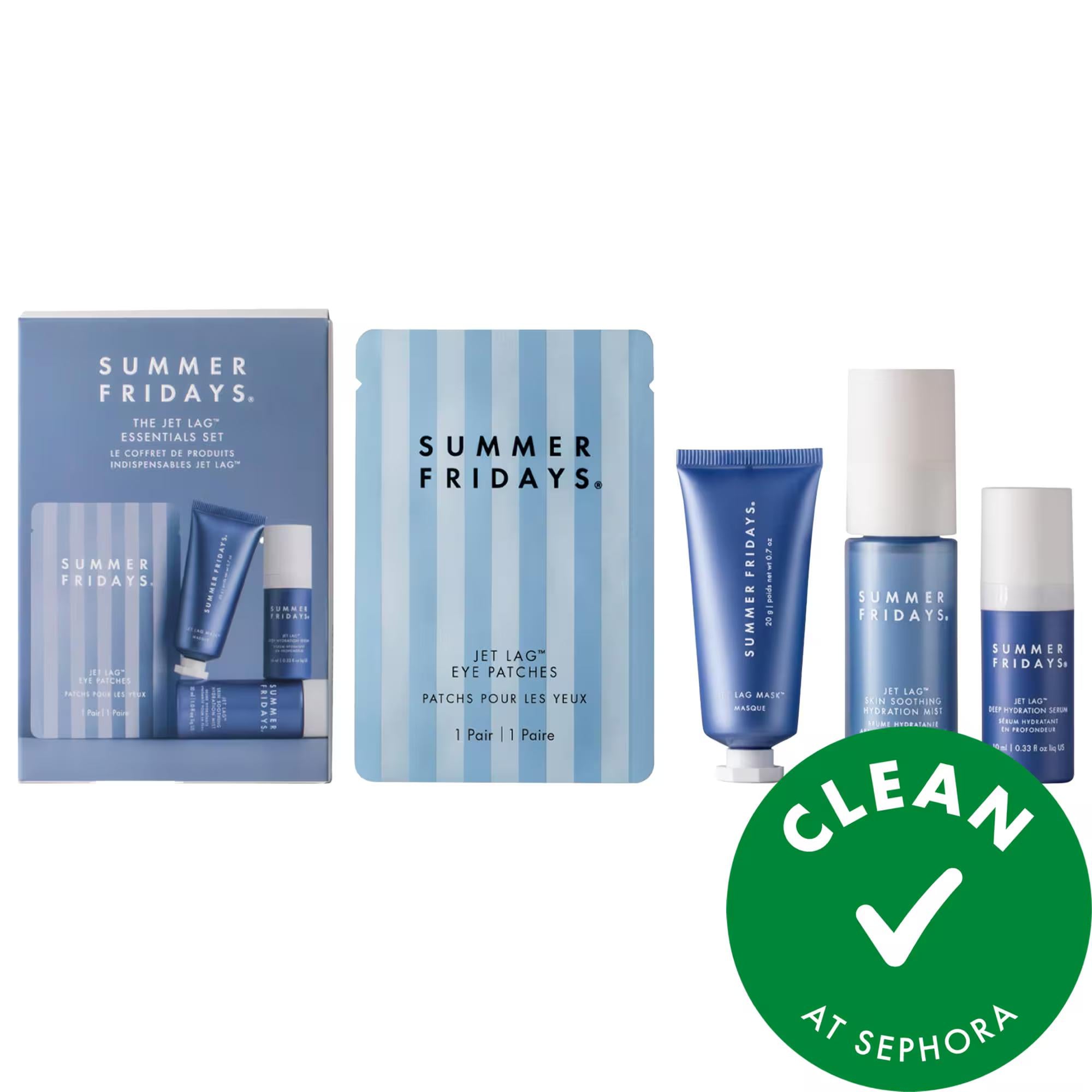 Summer Fridays Jet Lag: Hydration Essentials Travel Skincare Set - Vegan, On-The-Go Moisture, Dry Skin Relief