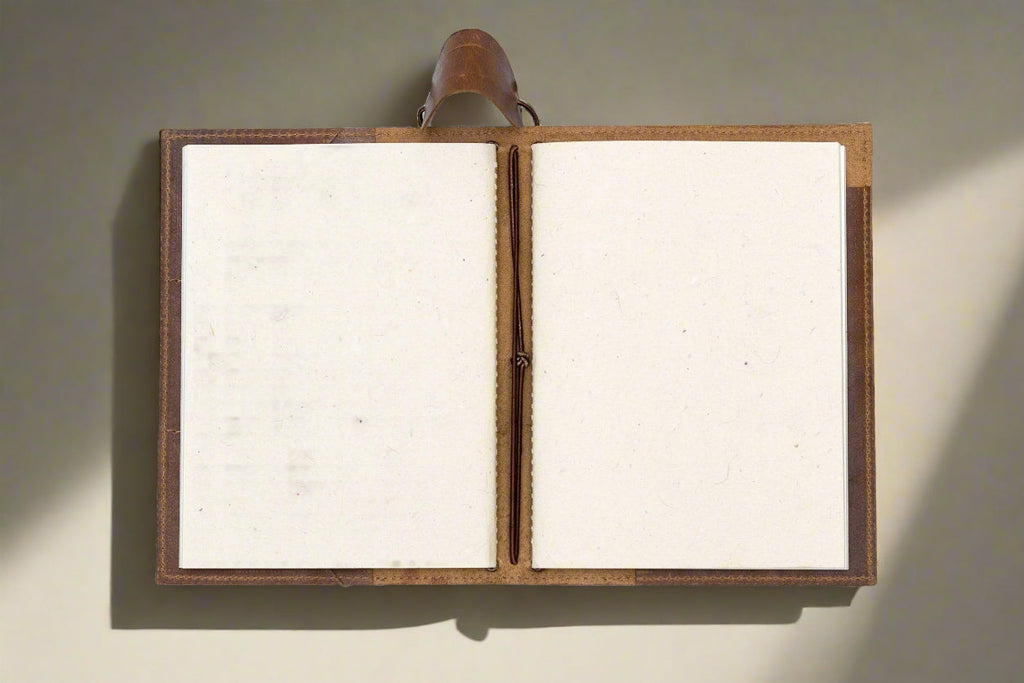 A5 Refillable Leather Traveler's Journal | Pockets, Pen Slot & Tree-Free Khadi Paper